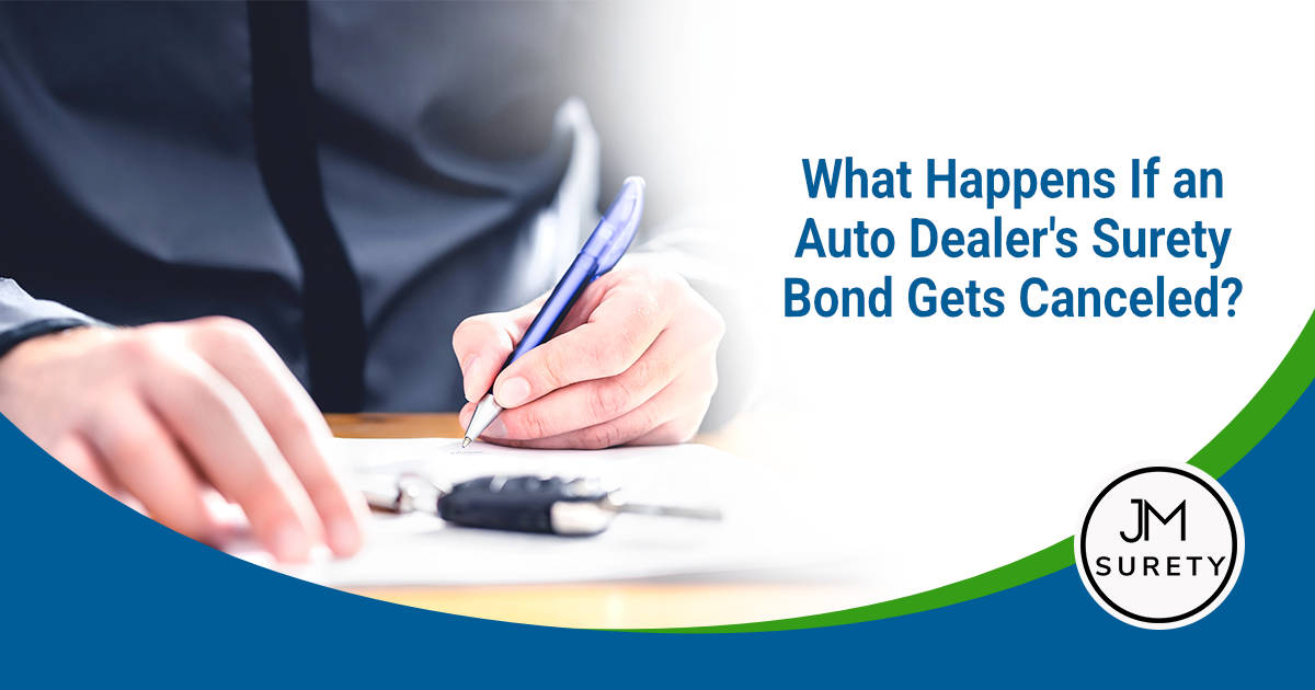 Person signing documents that may be associated with an auto dealer surety bond cancellation or renewal process.